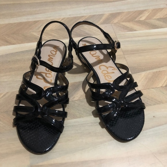 Sam Edelman Strappy Black Patent Daphnie Sandal, 6 - Picture 6 of 8